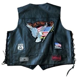 X Element advanced motorcycle gear classic real patches leather vest size 4XL
